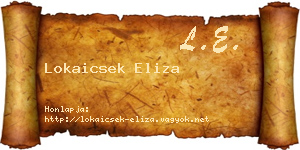 Lokaicsek Eliza névjegykártya